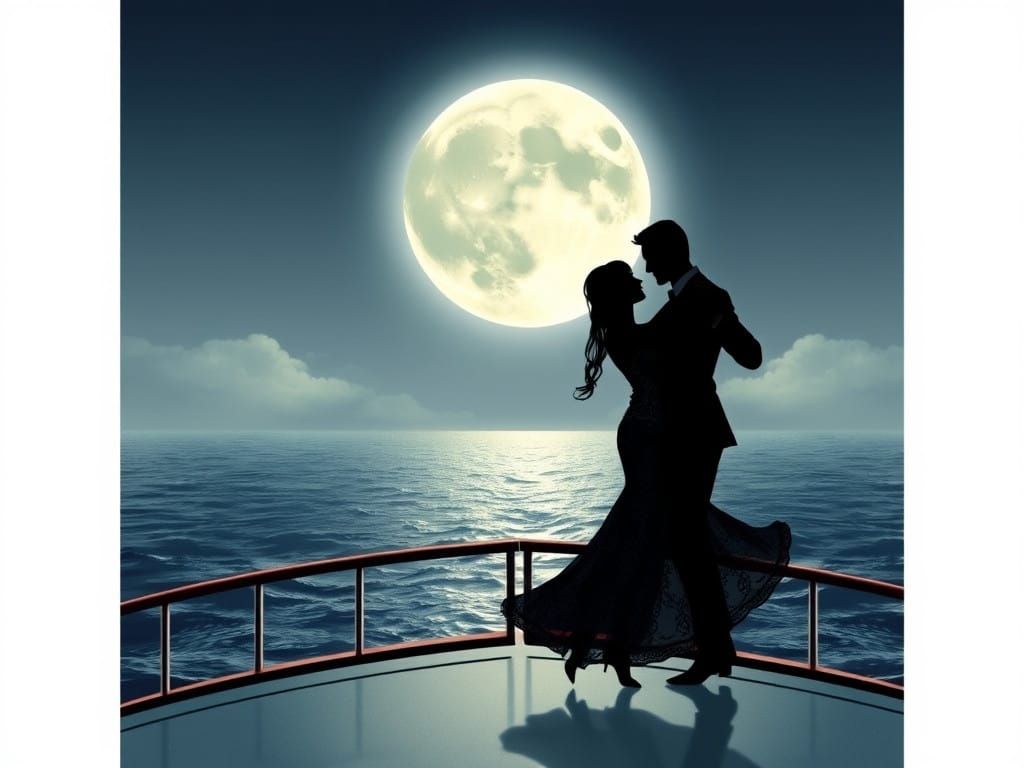 Ethereal Couple Dancing Under the Silver Moon