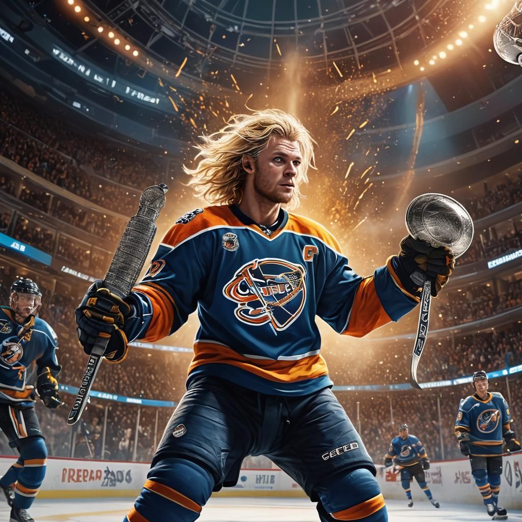 Hockey Player Celebrates Stanley Cup Victory