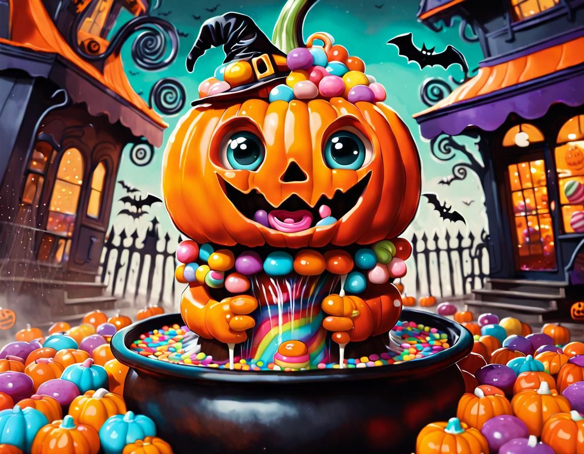 Chibified Pumpkin in Candyland Chocolate Fountain