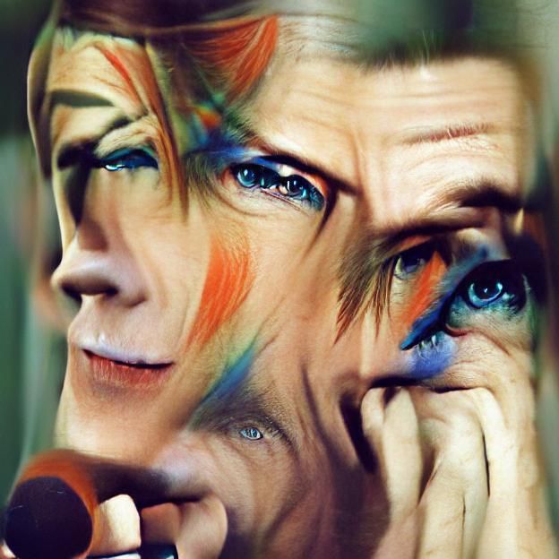 David Bowie Portrait in Pop Art Style