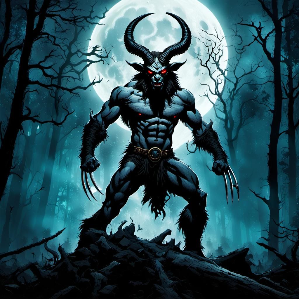 Baphomet as Wolverine in Dark Fantasy Comic Art