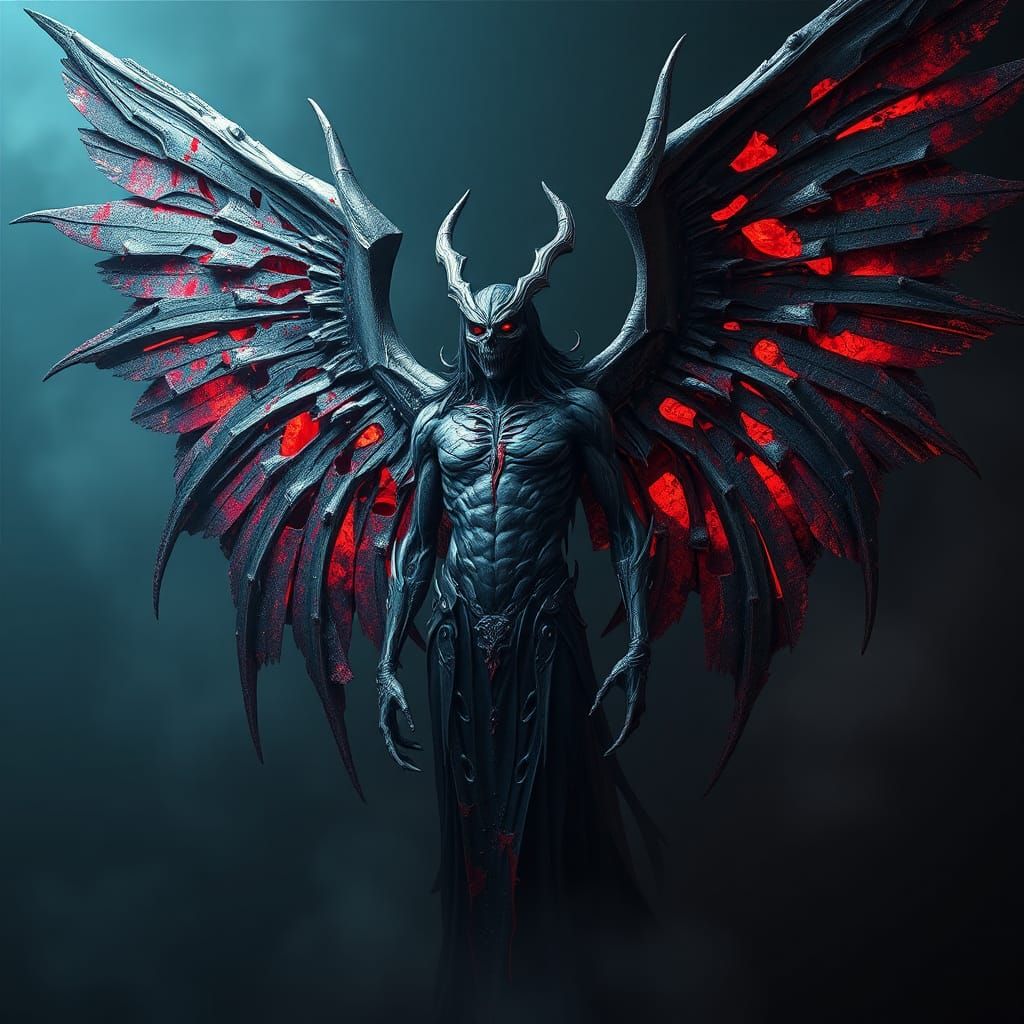 Macabre Demigod with Tattered Wings
