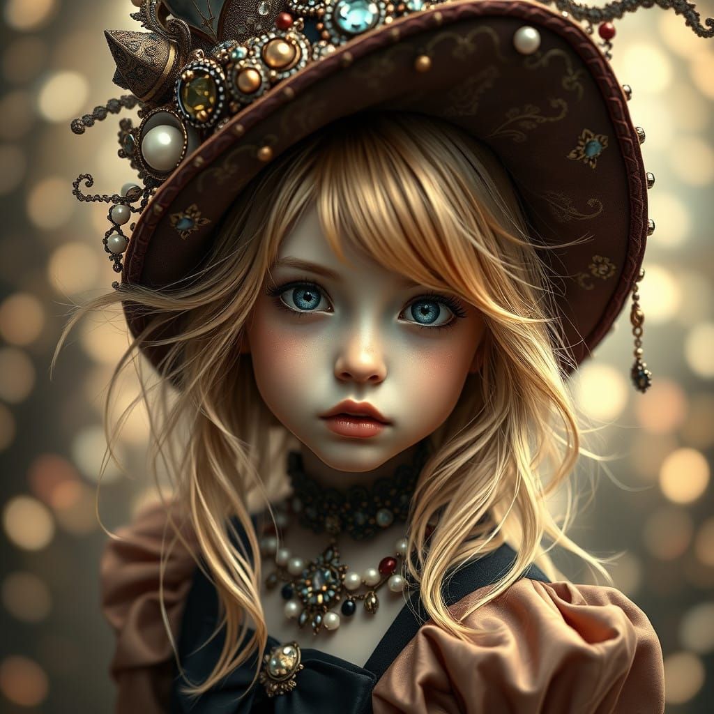 Enigmatic Alice in Wonderland Girl in Haute Couture