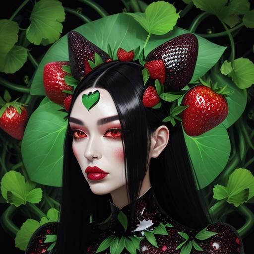 Surreal Futuristic Woman with Glossy Texture and Alien Headp...