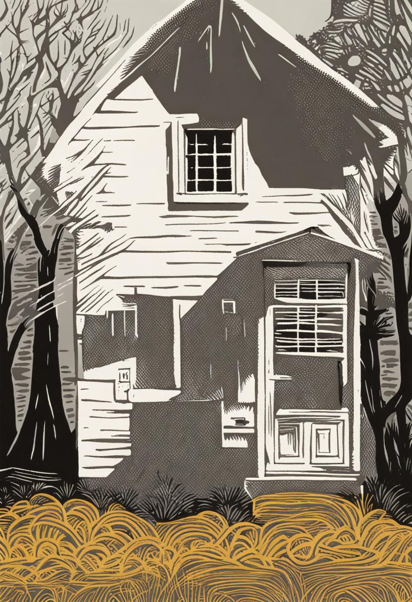 AI Generated Linocut Print