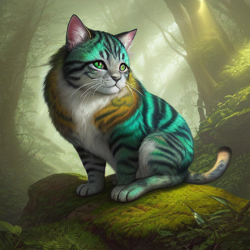 Prehistoric Kitten Beast in Ancient Forest Wonderland
