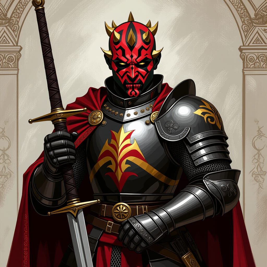 Darth Maul as Medieval Knight in Baroque Style