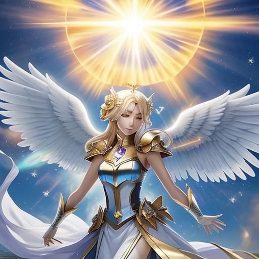 Celestial Battle Angel with Glowing Wings