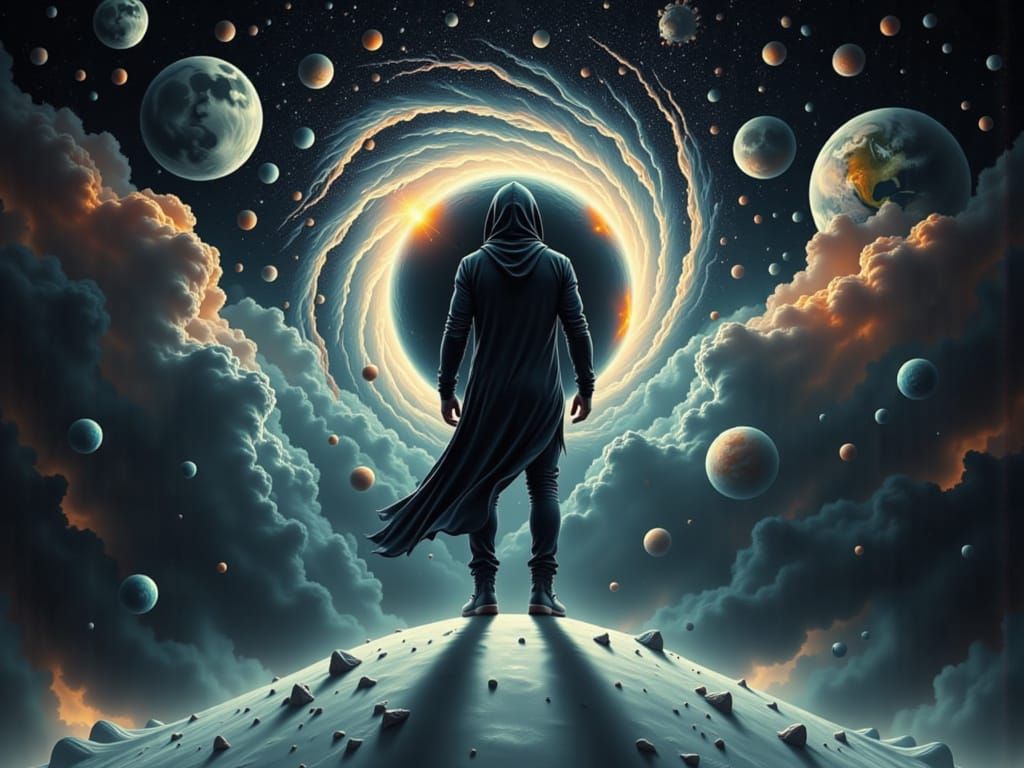 Man Gazing into Void Portal