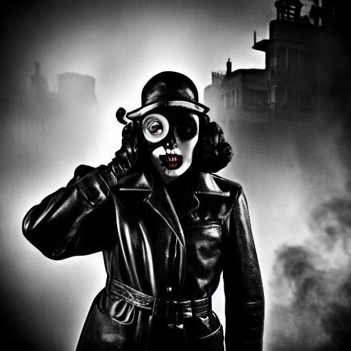 Gothic Model in Apocalyptic Film Noir Scene