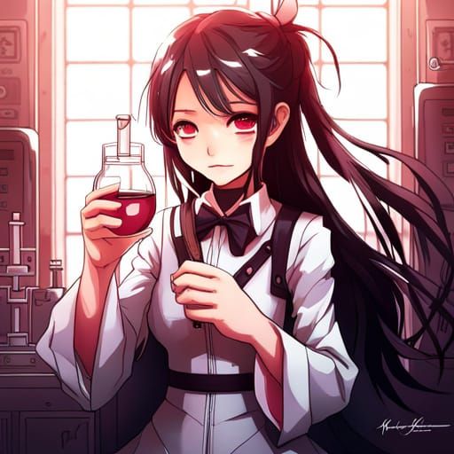 Mad Scientist in Laboratory: Anime Manga Style