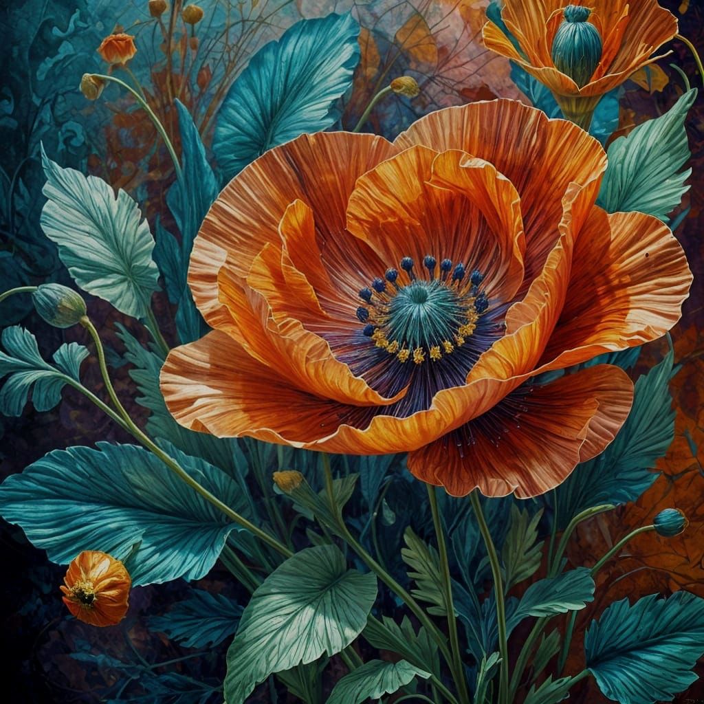 Impressionist Poppy Bloom in Vibrant Colors