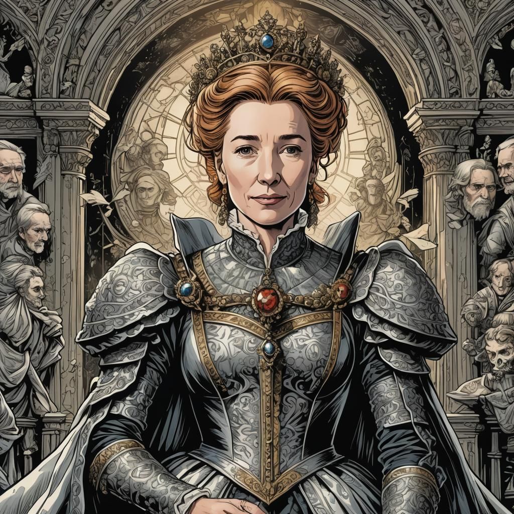 Emma Thompson as Elizabeth I Comic Book Art