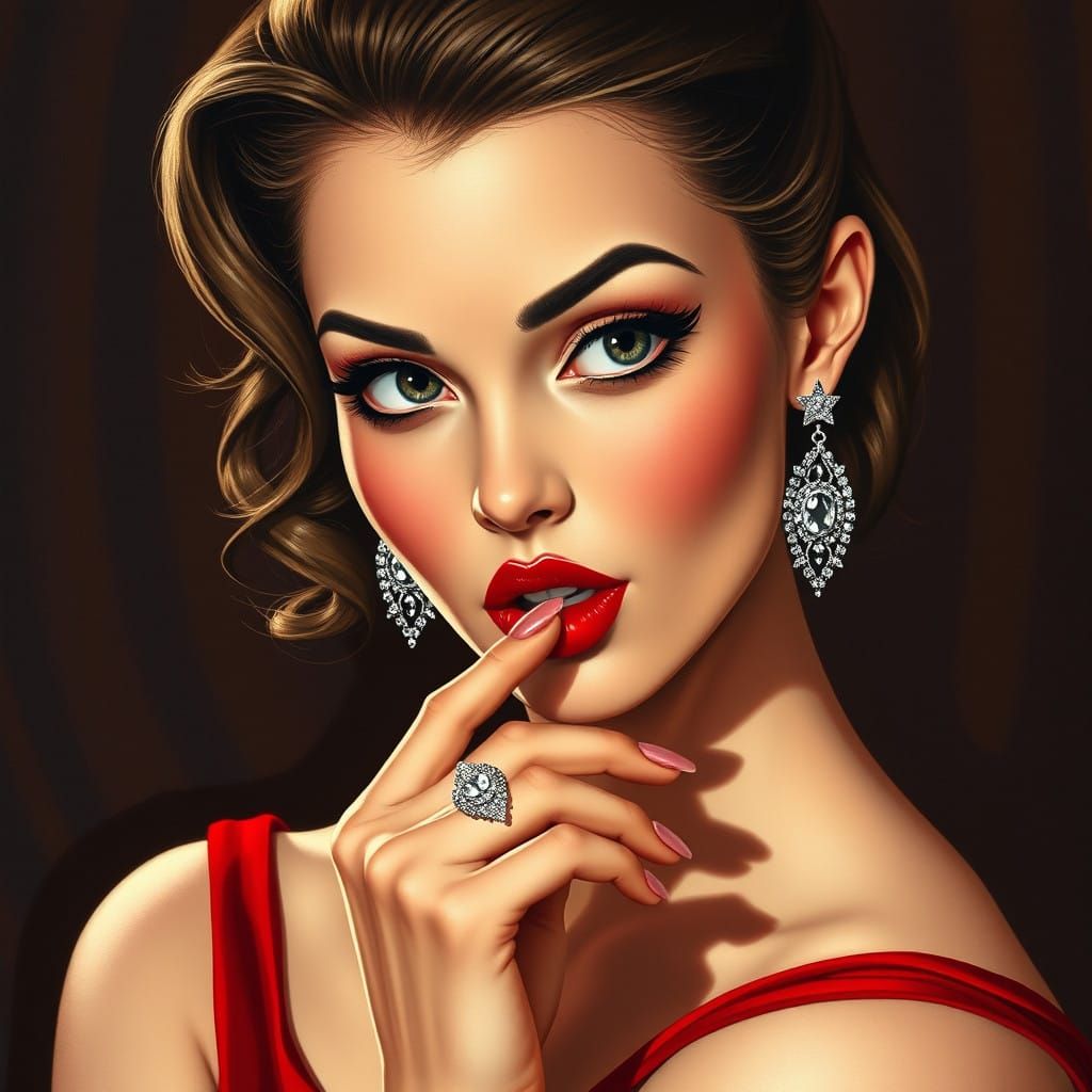 Confident Pin-up Beauty in Red Dress