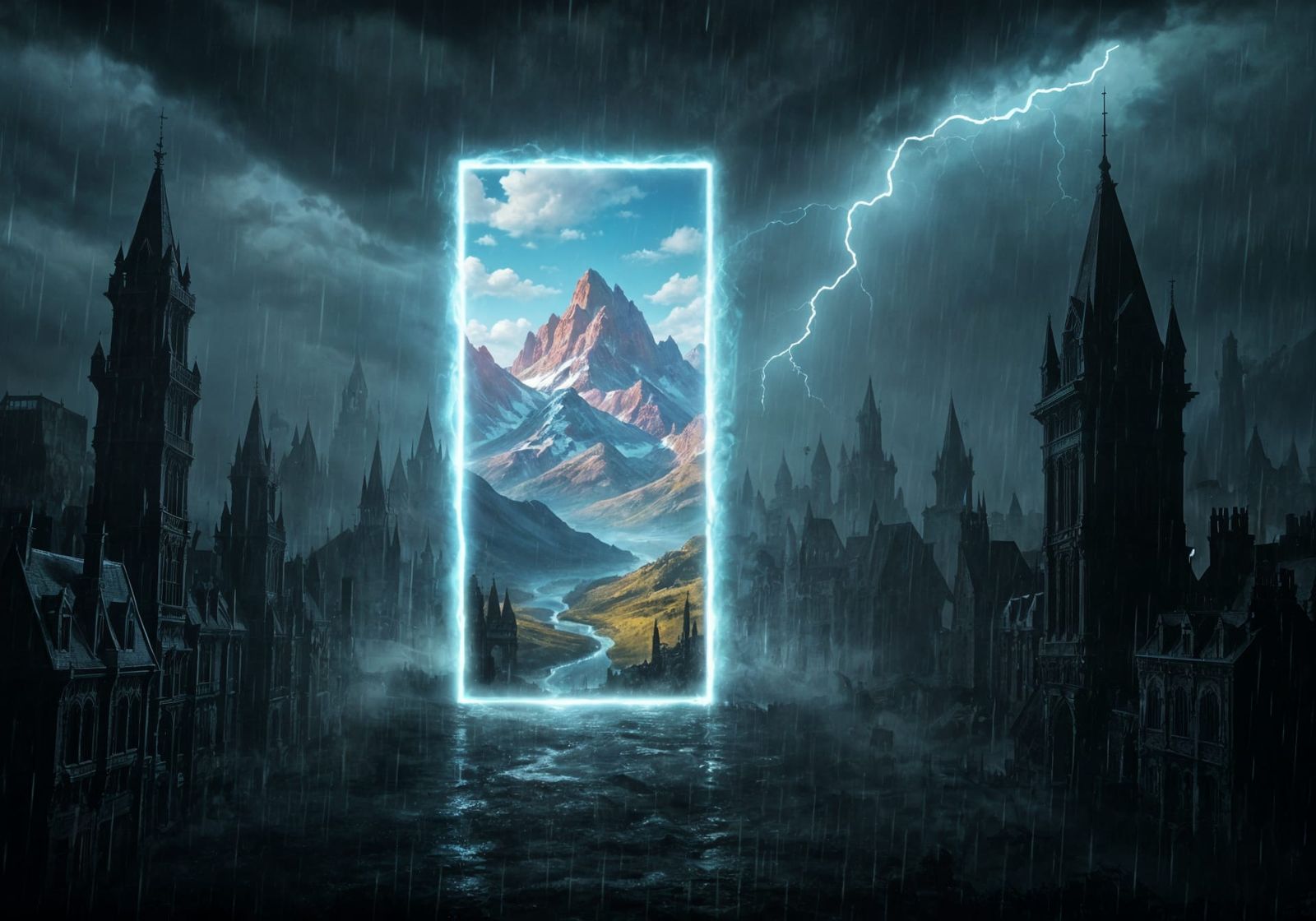 Dimensional Portal Opens in Grimdark Cityscape