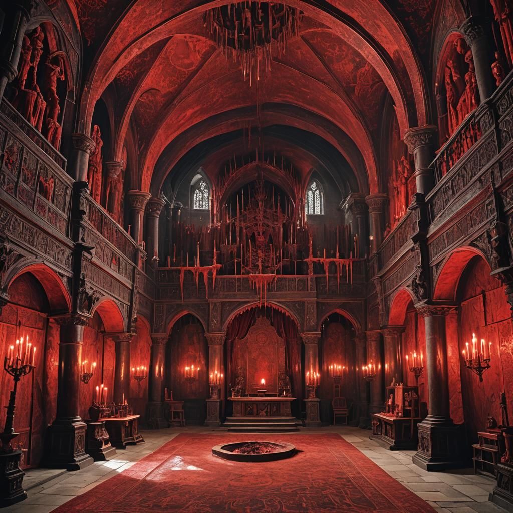 Medieval Vampire Lair Throne Room in Dark Fantasy Style