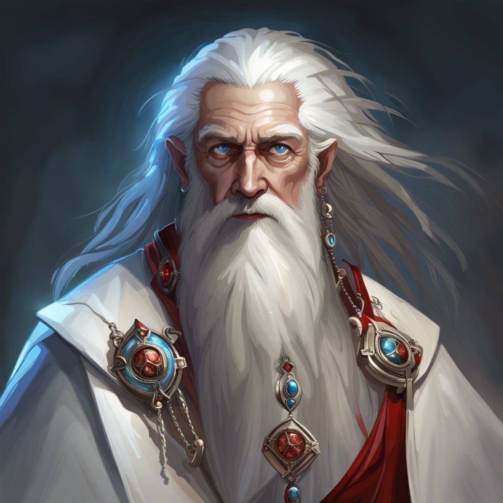 Wise Light Cleric Portrait in Hyperdetailed Style