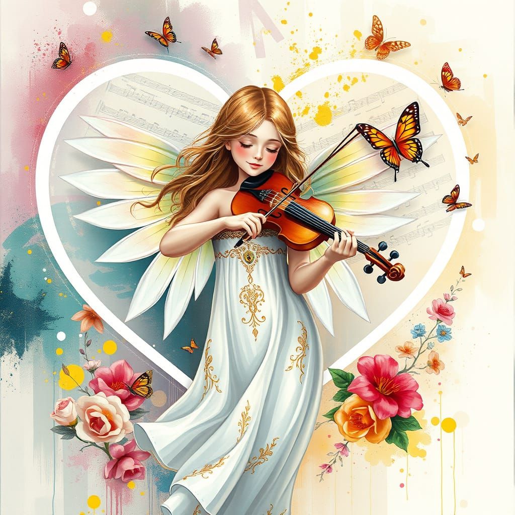Gentle Angel in Vibrant Dreamscapes