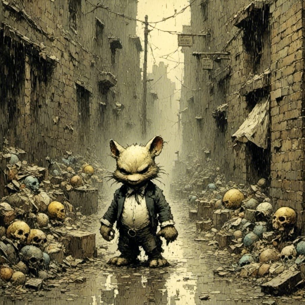 The Maxx in Gritty Alleyway, Comic Book Art