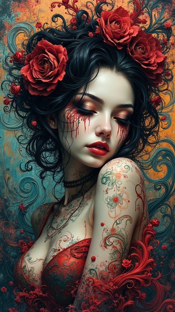 Melting Woman Portrait in Dreamlike Digital Art