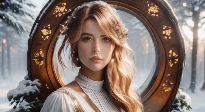 Snow Portrait in Hyperdetailed Digital Art Style