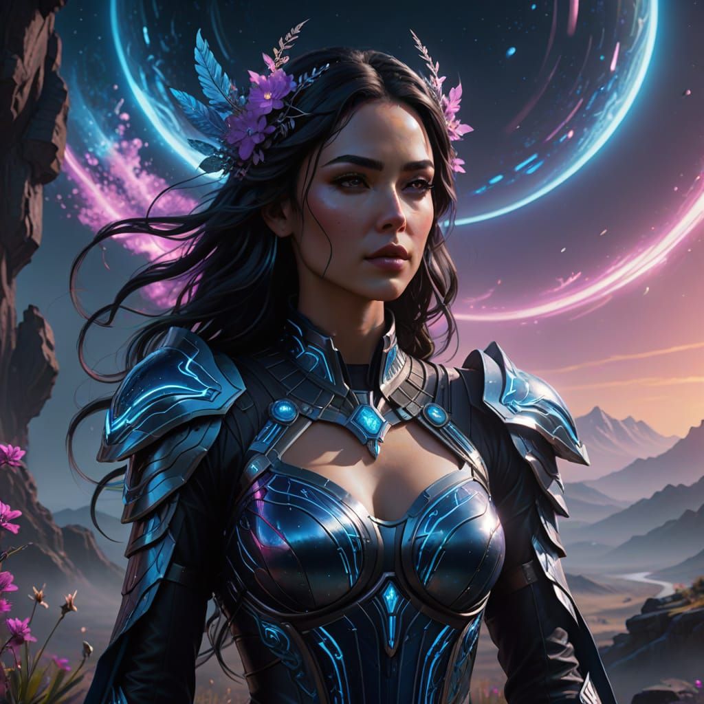 Sensual Goddess in Futuristic Dreamscape