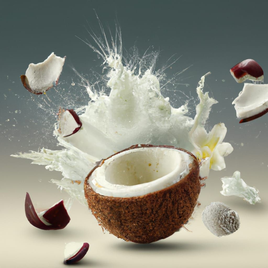 Exploding Coconut and Lychee in Digital Painting