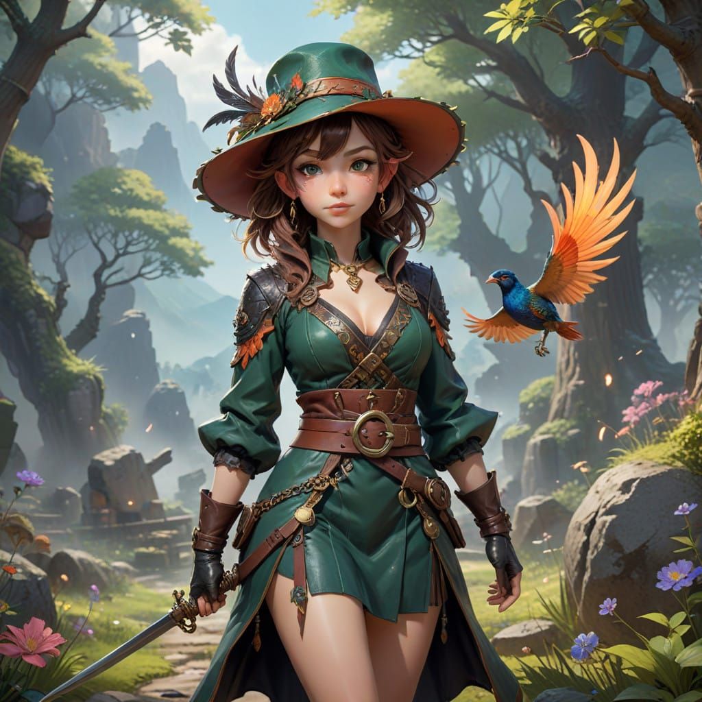 Confident Halfling Rogue with Patchwork Leather Tunic and Ph...