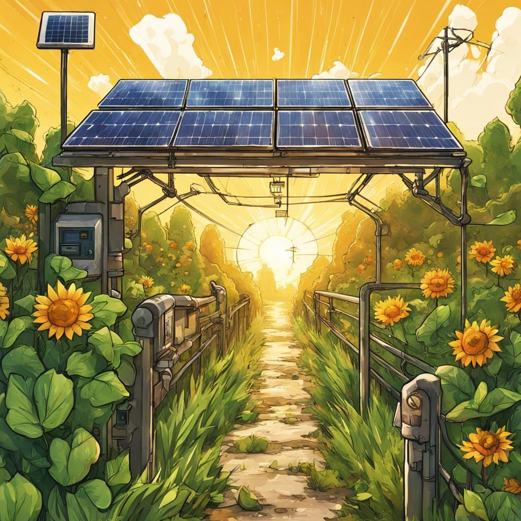 Cyberpunk Solar Powered Nature Oasis