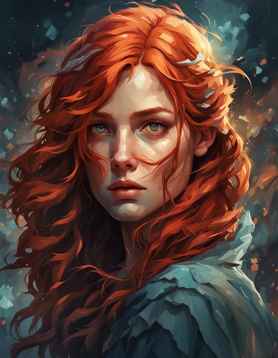 Redhead Portrait in Art Nouveau Style
