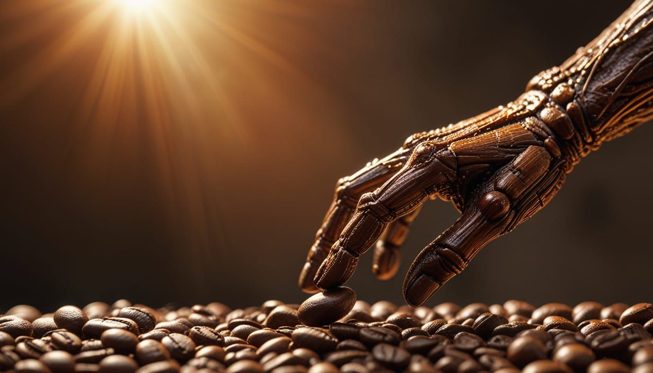 Hyper-Realistic Coffee Bean Sculpture of a Hand
