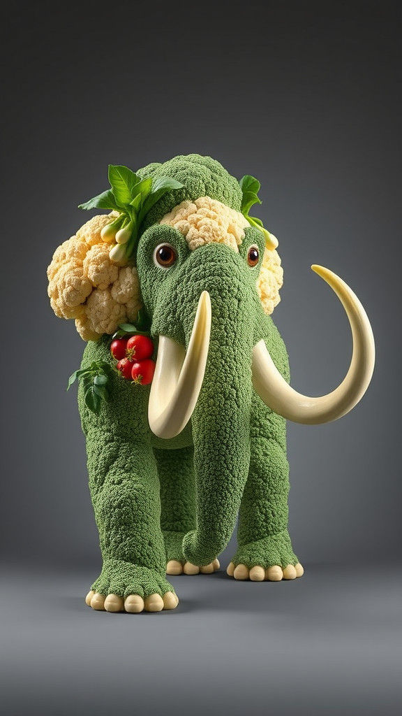 Vegetable Mammoth Sculpture: A Whimsical Still Life