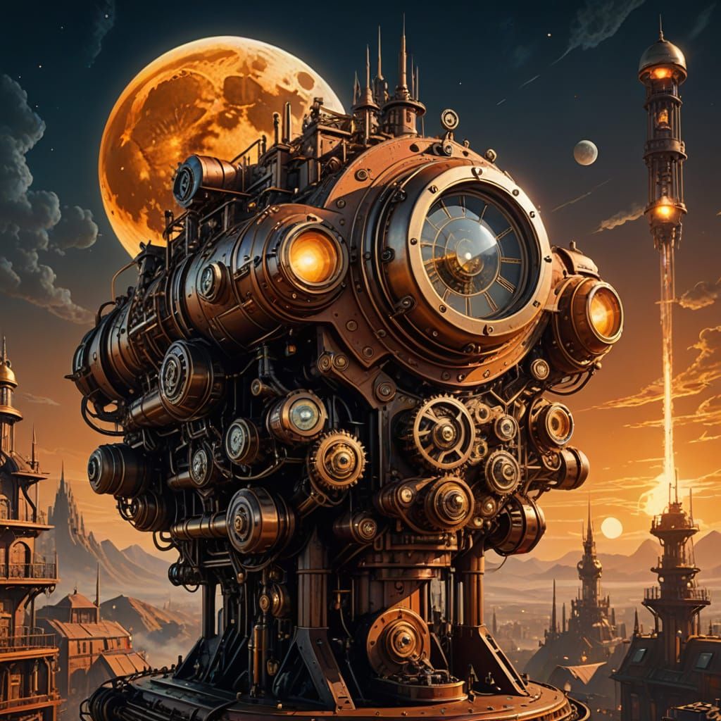 Steampunk Sci-Fi Masterpiece: Lifting Off into the Golden Ho...
