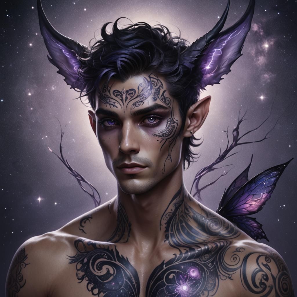 Male Fae in Magical Forest, Hyperrealistic Art