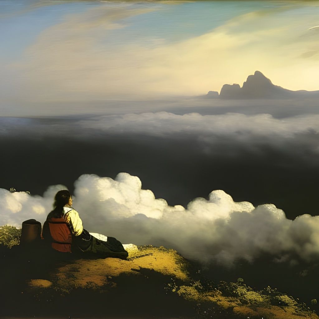 Wanderer Above the Sea of Fog: Courbet Style