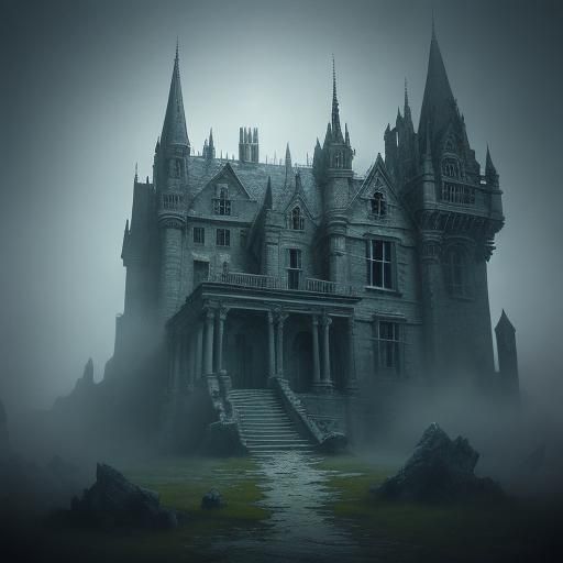 Ghostly King on Decaying Throne, Surreal Digital Art