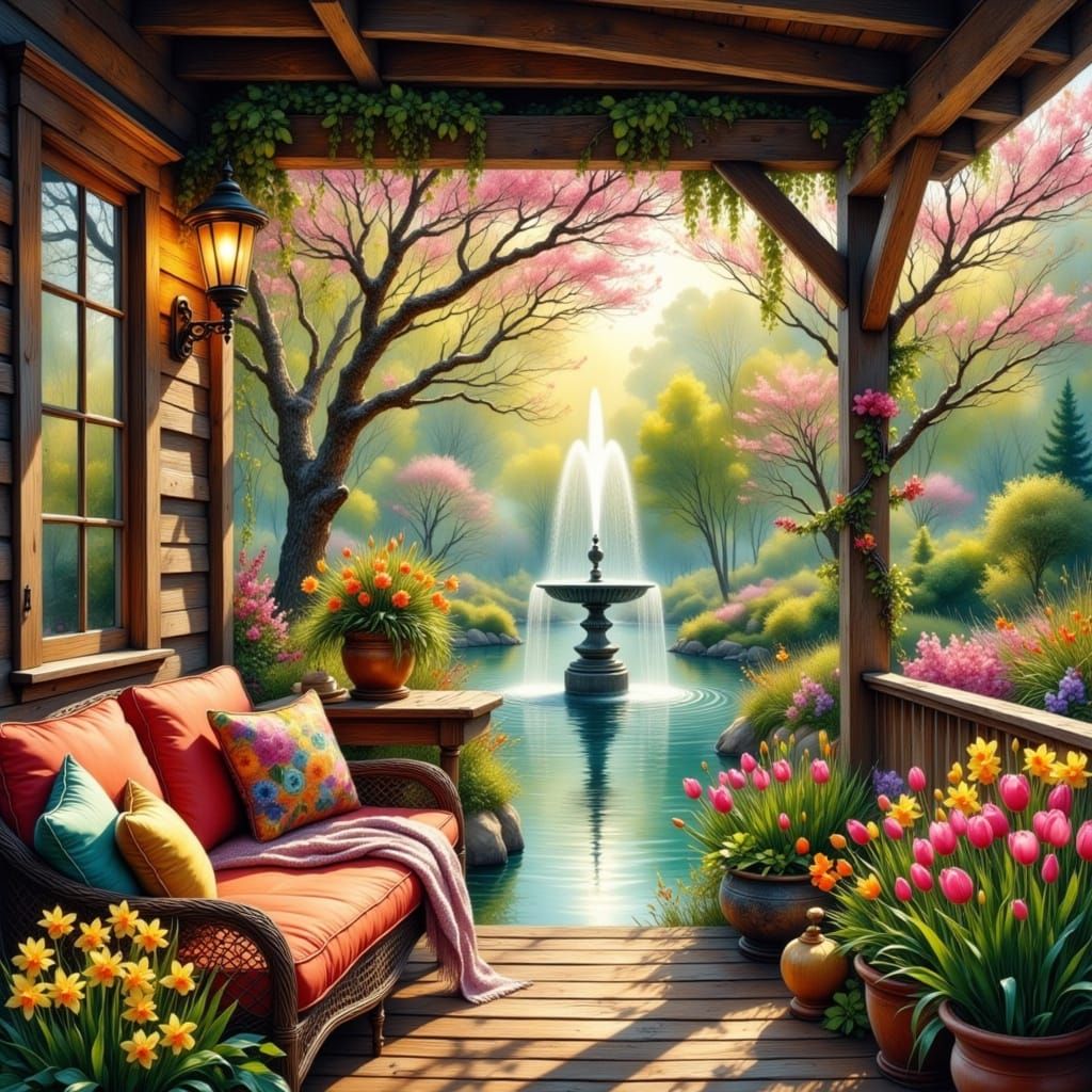 Cosmic Springtime Oasis in Vibrant Color