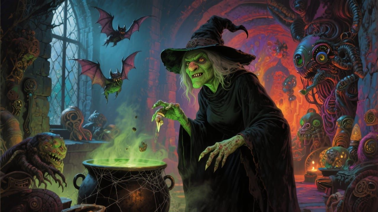 Ancient Evil Witch in Dark Fantasy Style