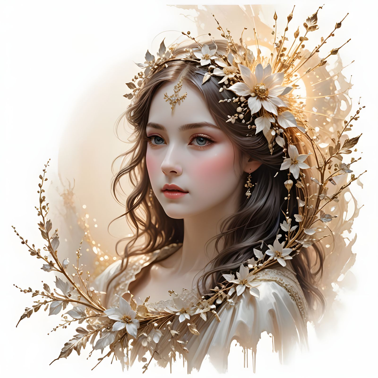 Surrealist Masterpiece of Victorian Beauty, Soft Oil Paintin...