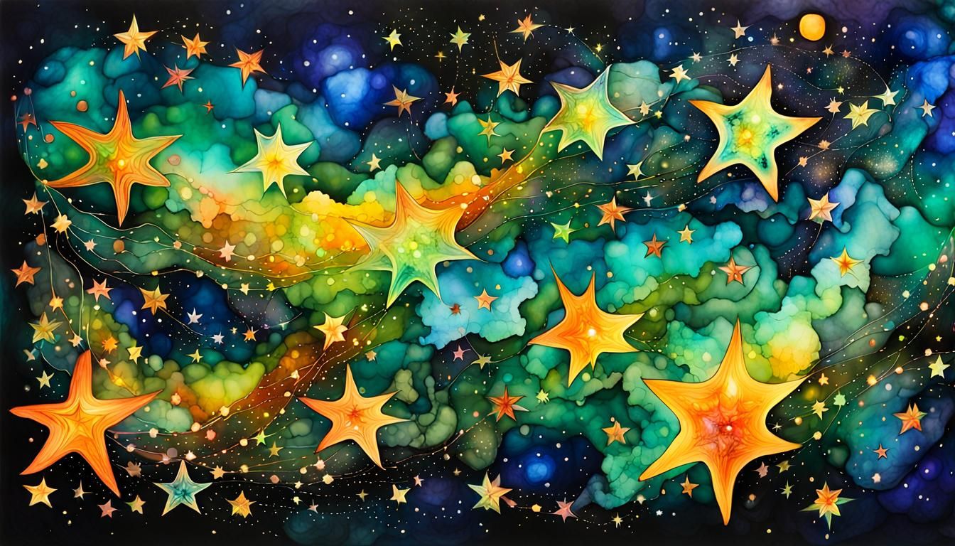 Glowing Stars Dreaming: Alcohol Ink Cosmos