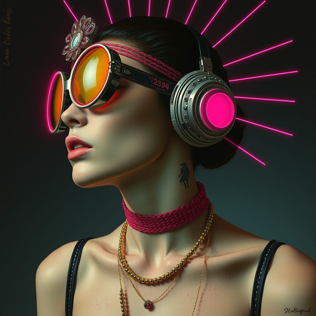 Neon Dreamscapes in Vibrant Radialpunk Style