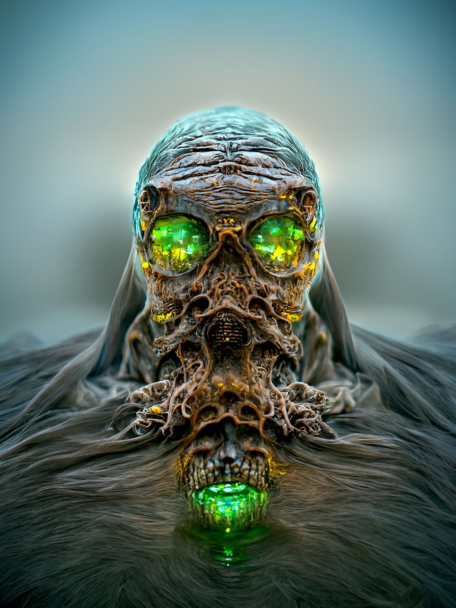 Radioactive Ghoul Portrait in Necrotic Style
