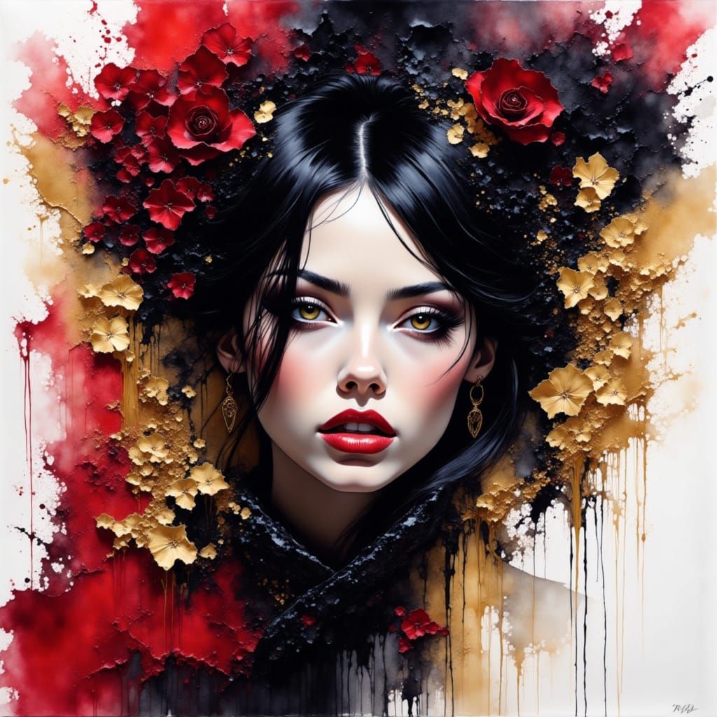 Gothic Russian Beauty in Watercolor