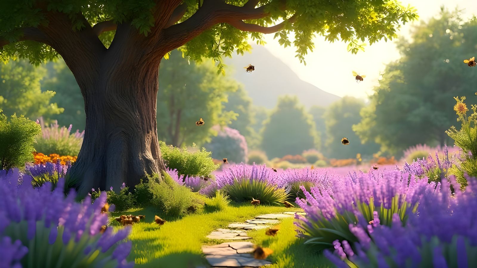 Serenic Garden Oasis in Vibrant Bloom