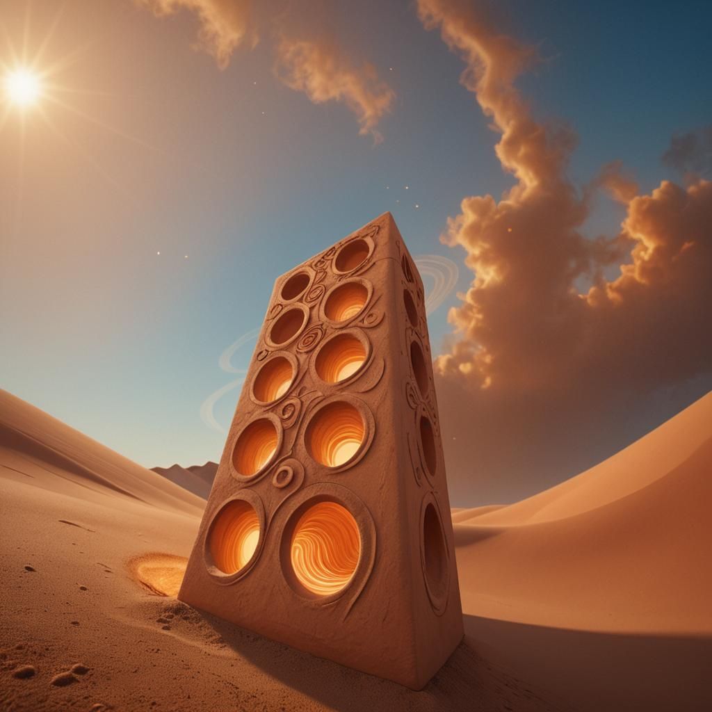 Terracotta Object in Blue Sky: Digital Matte Painting
