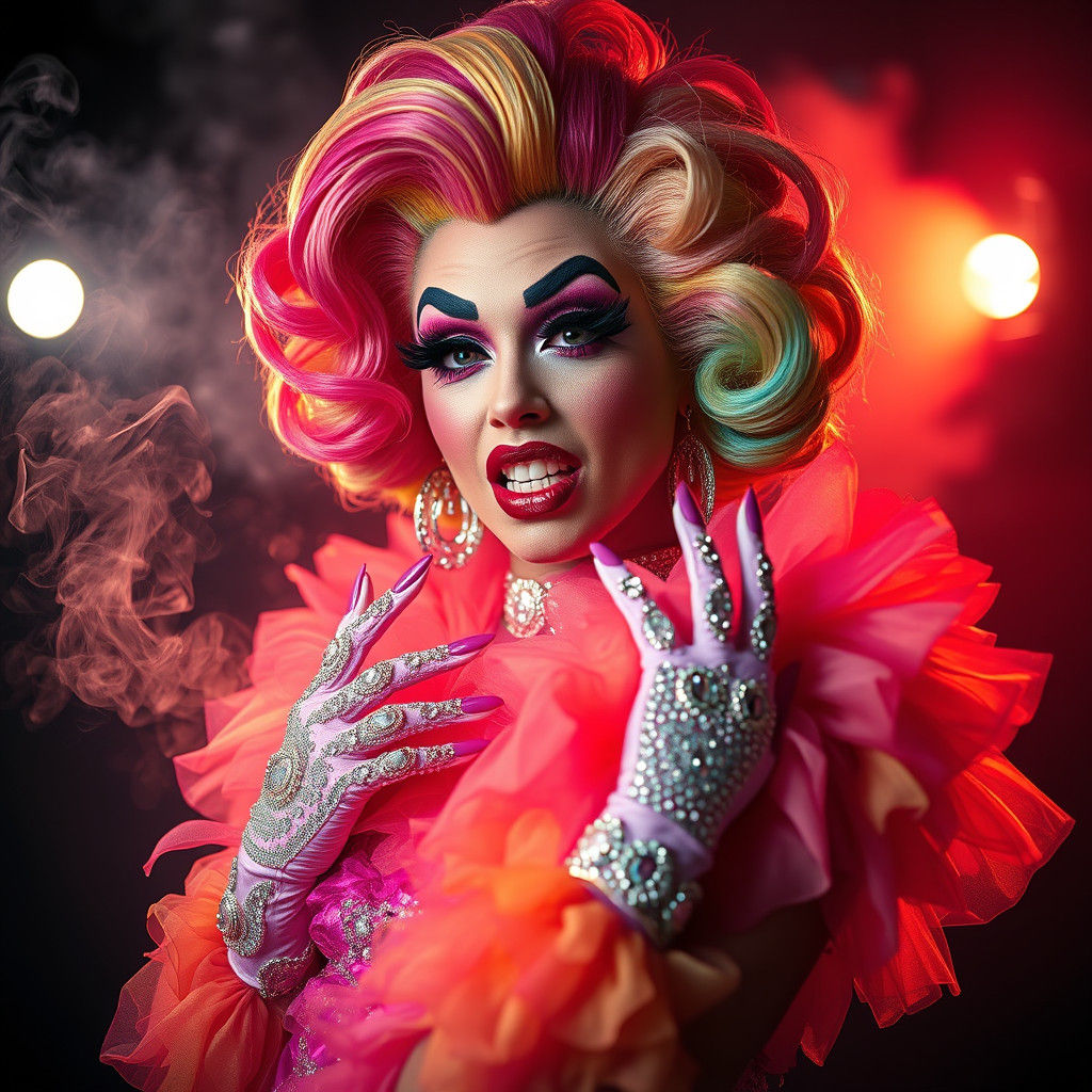 Rainbow Drag Queen in Hyperrealistic Fashion Editorial