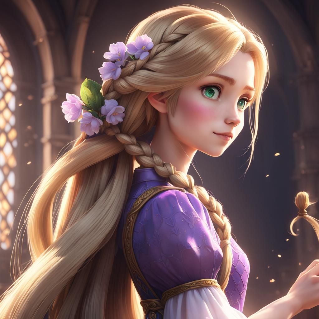 Rapunzel in 3D Anime Style