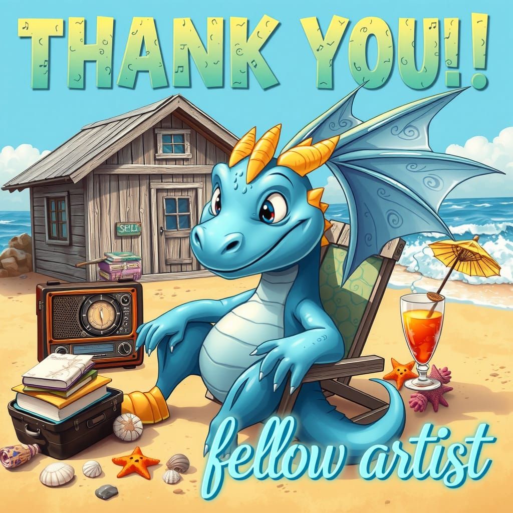 Double exposure. A cute, goofy, cartoon SLATE BLUE dragon, a...