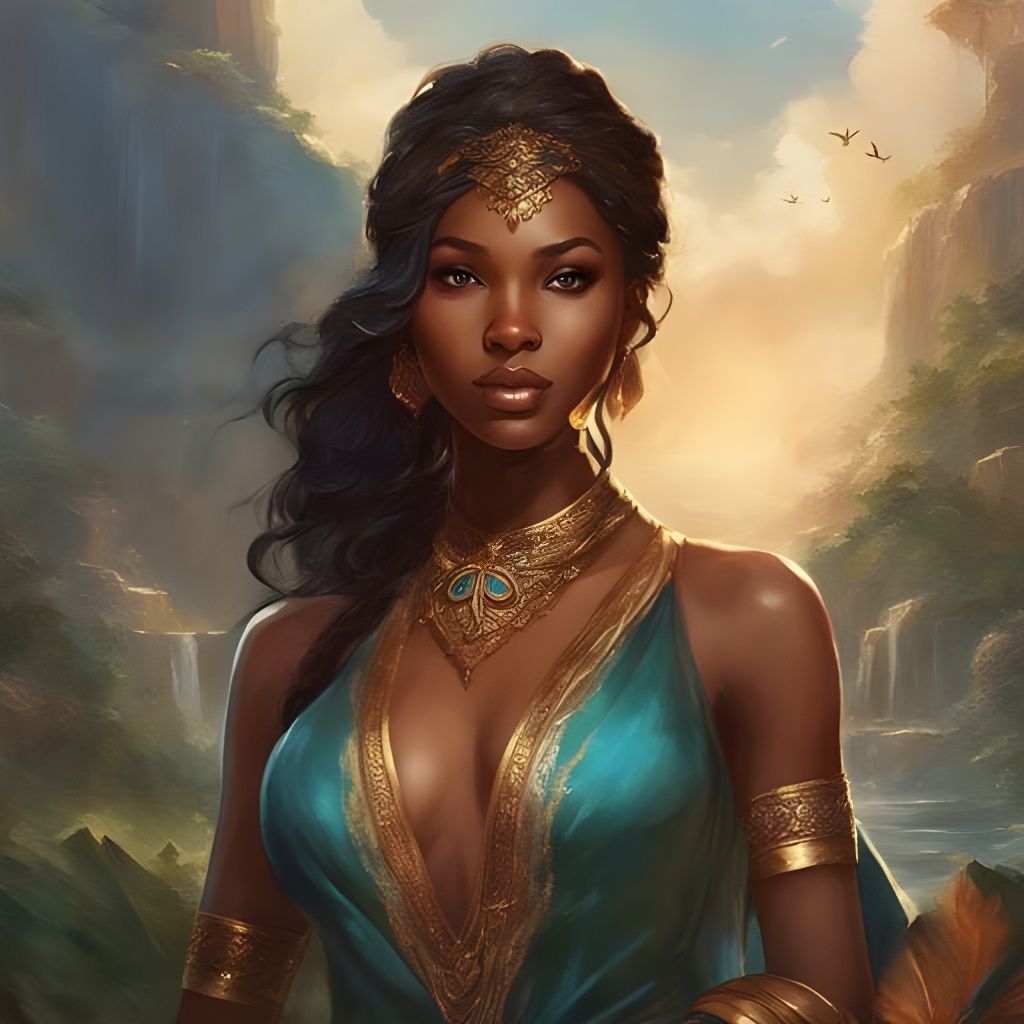 Beautiful Nigerian Girl Portrait in Splash Art Style