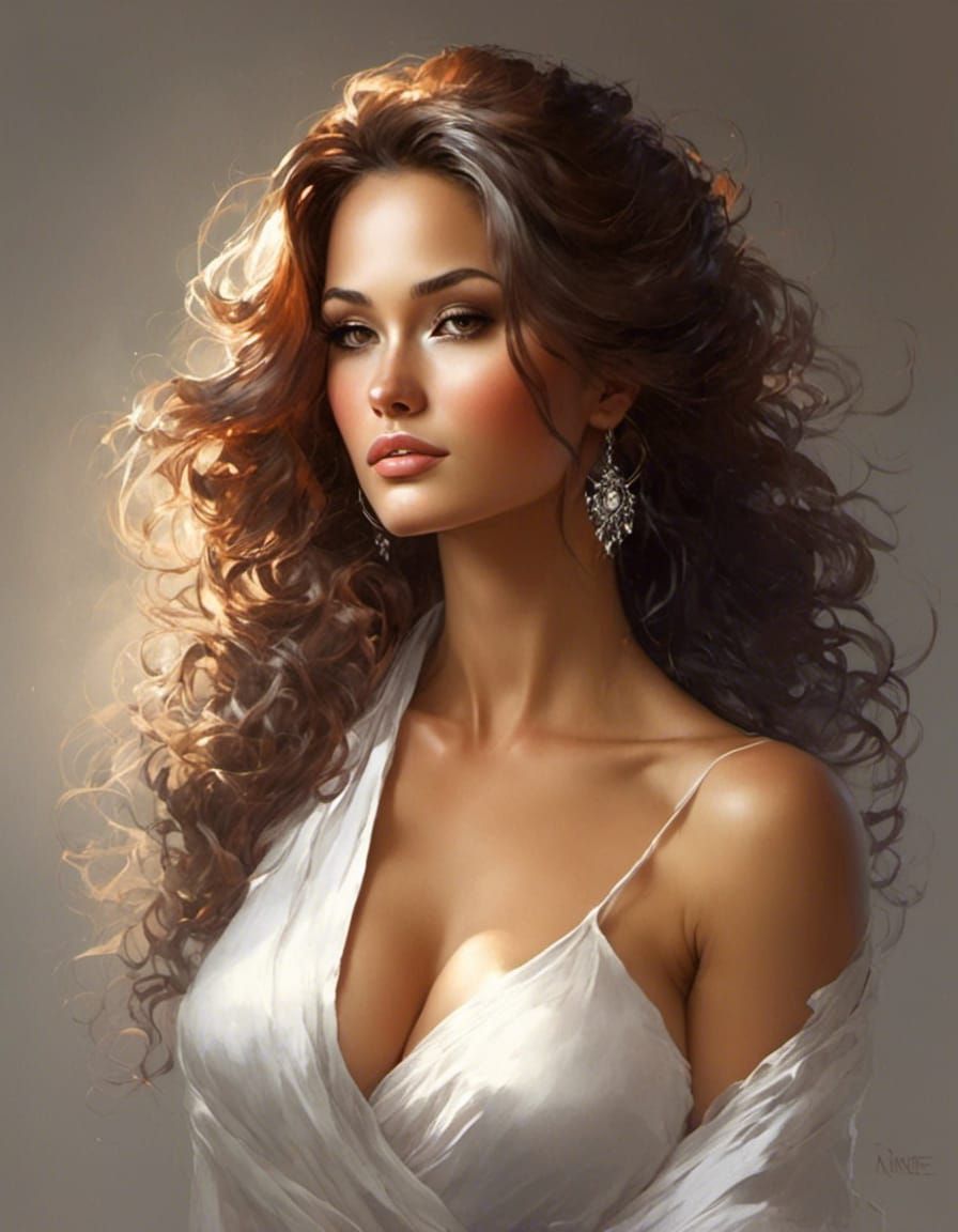 Beautiful Woman with Dramatic Lighting: Fantasy Art Sketch